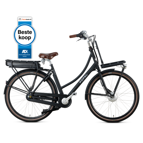Popal Prestige Elektrische Transportfiets Dame Mat Zwart 7 Versnellingen