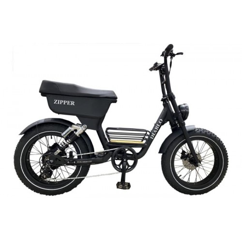 Diablo Zipper Elektrische Fatbike 7 Speed Mat Zwart Diablo Zipper Elektrische Fatbike 7 Speed Mat Zwart